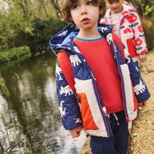 Borg Mix Jacket-College Navy Dino/ Borg