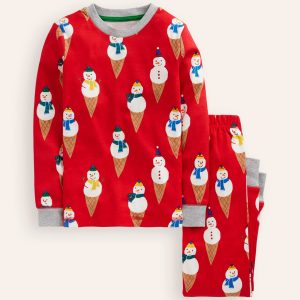 Snug Glow-In-The-Dark Pajamas-Poppy Red Snow Cones