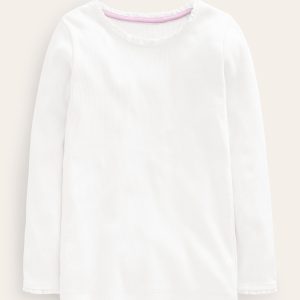 Ribbed Long Sleeve T-shirt-White
