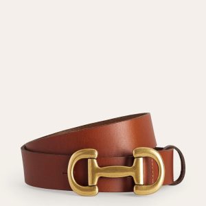 Iris Snaffle-Trim Leather Belt-Tan