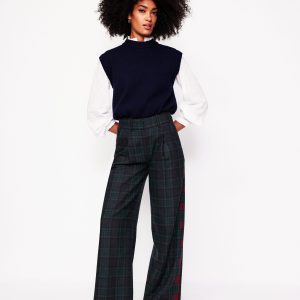 Chiswick Wool Blend Pants-Navy and Green Check