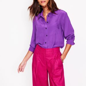 Connie Relaxed Silk Shirt-Royal Purple