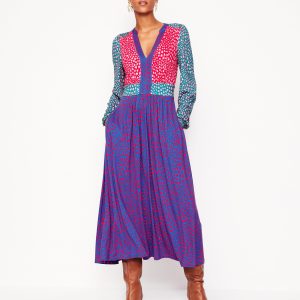 Lily Long Sleeve Midi Dress-Multi. Heart Cluster