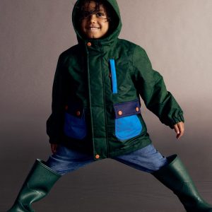 4-in-1 Waterproof Coat-Blue/Green Colourblock