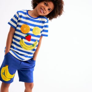 Short Sleeve Boucl?? T-shirt-Gallery Blue/ Ivory Fruit Face
