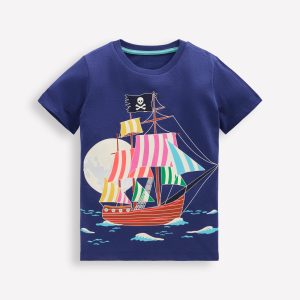 Glow-In-The-Dark T-shirt-Twilight Blue Pirate Ship