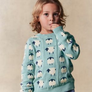 Novelty Sweater-Tourmaline Blue Sheep