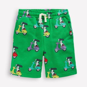 Printed Shorts-Sapling Green Puppy Scooter