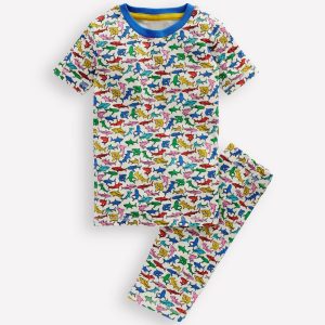 Snug Short John Pajamas-Multi Sharks