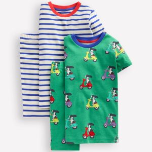 Snug Twin Pack Short Johns-Puppy Scooter and Blue Stripe