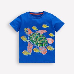Glow Superstitch T-shirt-Gallery Blue Turtle
