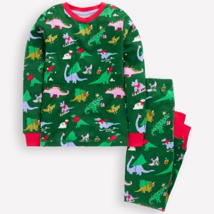 Snug Long John Pajamas-Eden Christmas Dinos