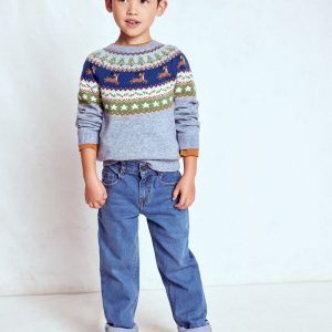 Fair Isle Jumper-Glacier Blue Reindeer