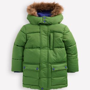 Fleece Lined Padded Coat-Green