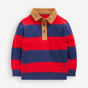 Collared Sweatshirt-Poppy Red/ Starboard Blue