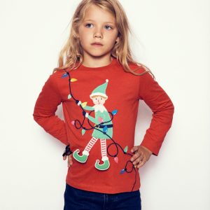 Long Sleeve Novelty 3D T-Shirt-Mars Red Elf