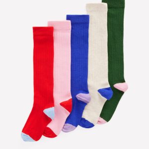 5-Pack Ribbed Knee High Socks-Multi