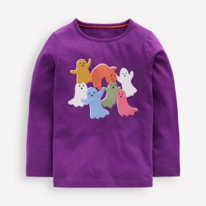 Long Sleeve Riso T-Shirt-Viola Purple Ghosts