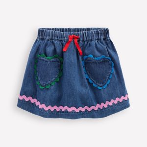 Ric Rac Skirt-Mid Vintage Denim