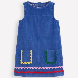 Saffy Cord Pinafore Dress-Bluejay