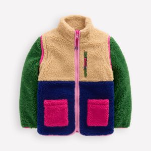 2-in-1 Borg Jacket-Colourblock Multi