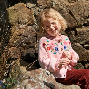 Pretty Embroidered Cardigan-Chalk Pink