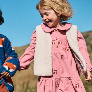 Minna Collared Woven Dress-Pink Owl Embroidery