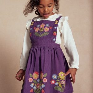 Embroidered Pinafore Dress-Mystic Purple Embroidery
