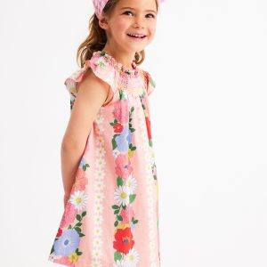 Holiday Smocked Dress-Chalk Pink Flower
