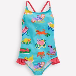 Pretty Cross-Back Swimsuit-Caribbean Blue Poolside Pets
