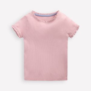 Short Sleeve Ribbed T-shirt-French Pink