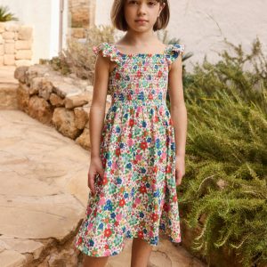 Willa Shirred Jersey Dress-Multi Holiday Flowerbed