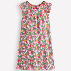 Short Sleeve Nightie-Cosmos Pink Strawberry Patch