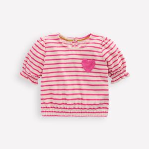 Towelling Top-Sorbet Pink/ Ivory Stripe