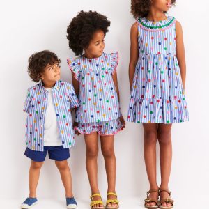 Frill Sleeve Woven Top-Peacock Plume Blue Spot