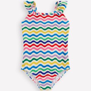 Hallie Frill Strap Swimsuit-Multi Mini Wave