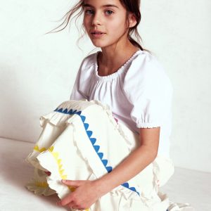 Ruffle Midi Skirt-Soft Ivory Rainbow