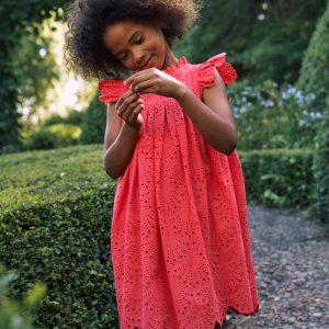 Scallop Broderie Dress-Camelia Pink