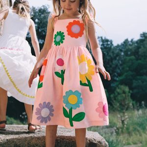 Annalisa Appliqu?? Sundress-Pink Flower