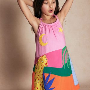 Strappy Appliqu?? Dress-Vintage Mauve