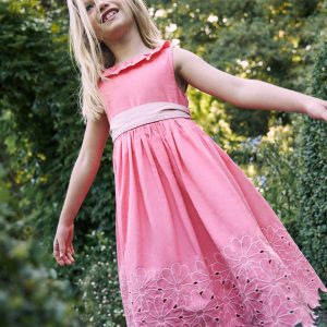 Flower Hem Occasion Dress-Salmon Pink