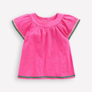 Trim Detail Pretty Top-Sorbet Pink