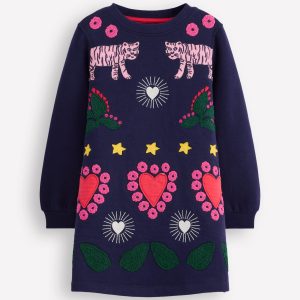 Ida Sweatshirt Appliqu?? Dress-College Navy Tigers