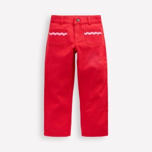 Patch Pocket Pants-Poppy Red
