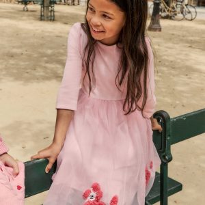 Velour Tulle Appliqu?? Dress-Chalk Pink Poodles