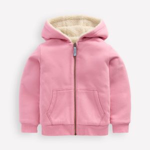 Reversible Borg Hoodie-Vintage Mauve/Kingfisher Blue