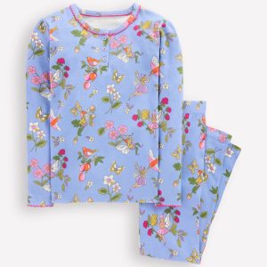 Snug Henley Pajamas-Glacier Blue Fairy Print