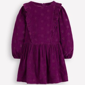 Cord Broderie Dress-Blackberry