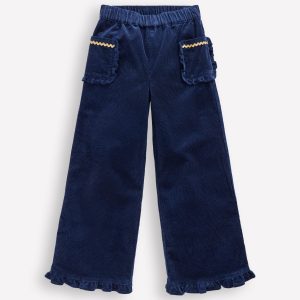 Cord Frill Pull On Pants-Navy Sparkle