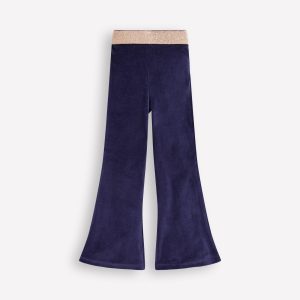 Velvet Flared Leggings-College Navy